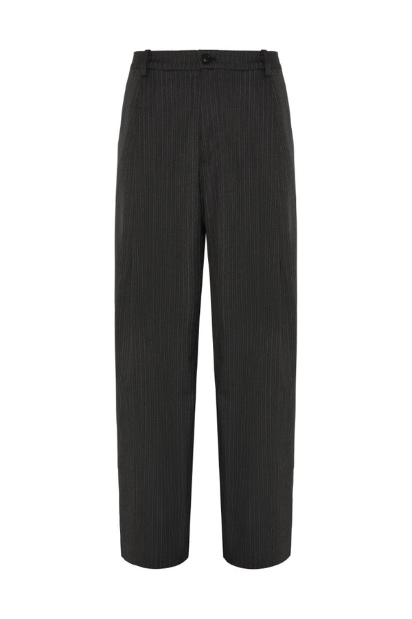 Stripe Wool Blend Pleated Trousers