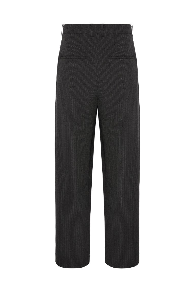 Stripe Wool Blend Pleated Trousers