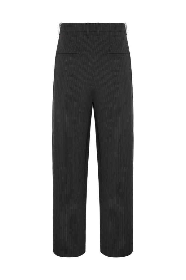 Stripe Wool Blend Pleated Trousers