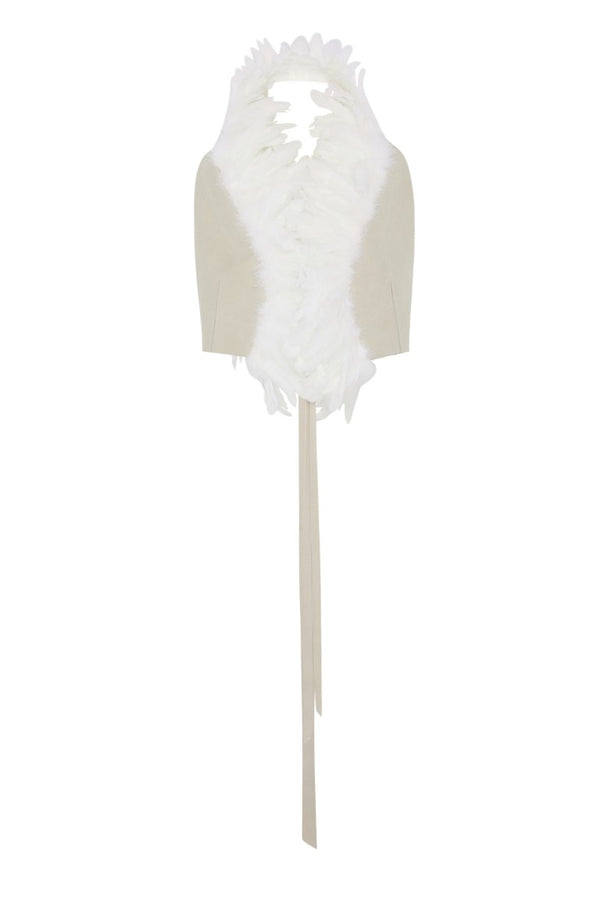 Idje Open Waistcoat With Feathers