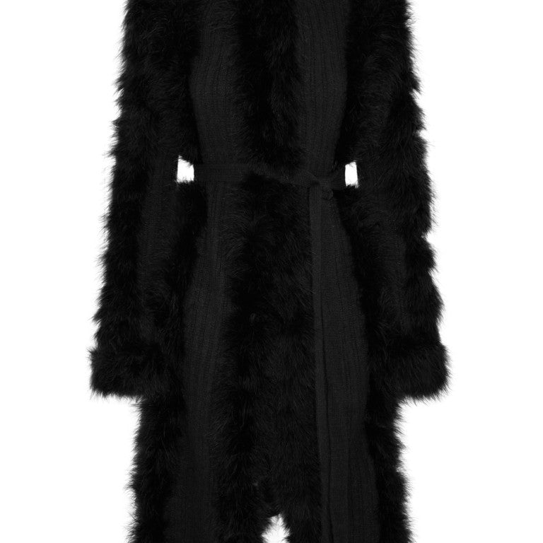 Long Coat - Viscose Yarn And Marabout