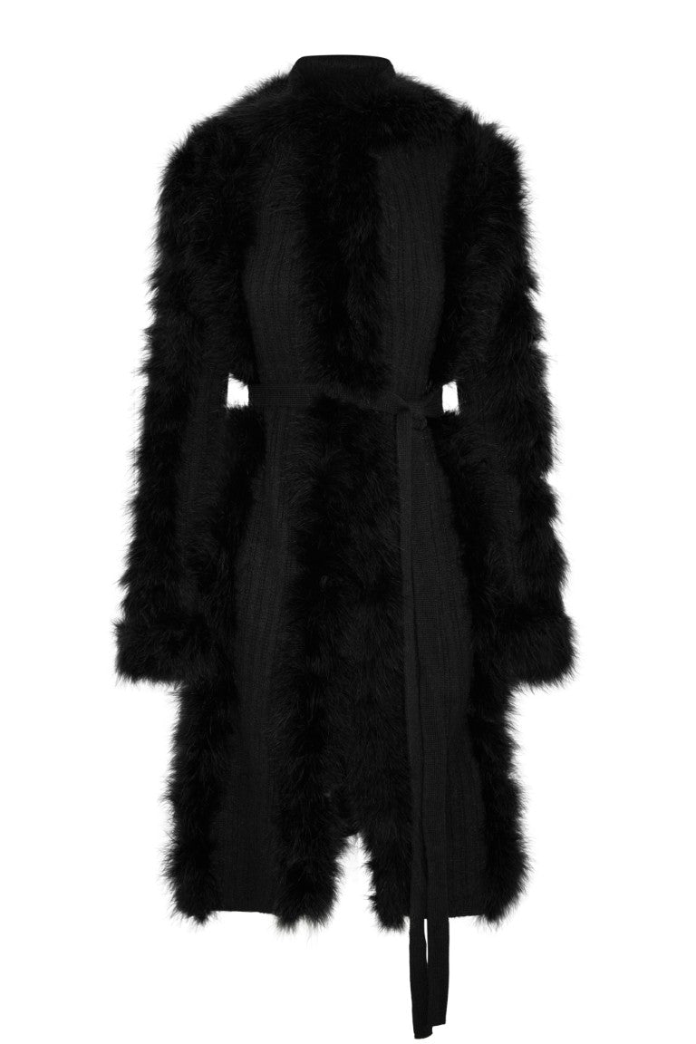 Long Coat - Viscose Yarn And Marabout