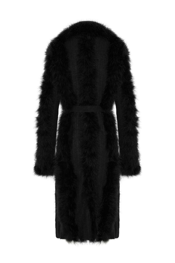 Long Coat - Viscose Yarn And Marabout