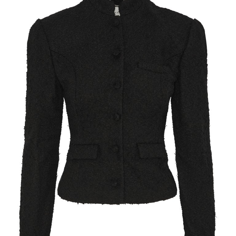 Bouclé Blazer with Stand Collar