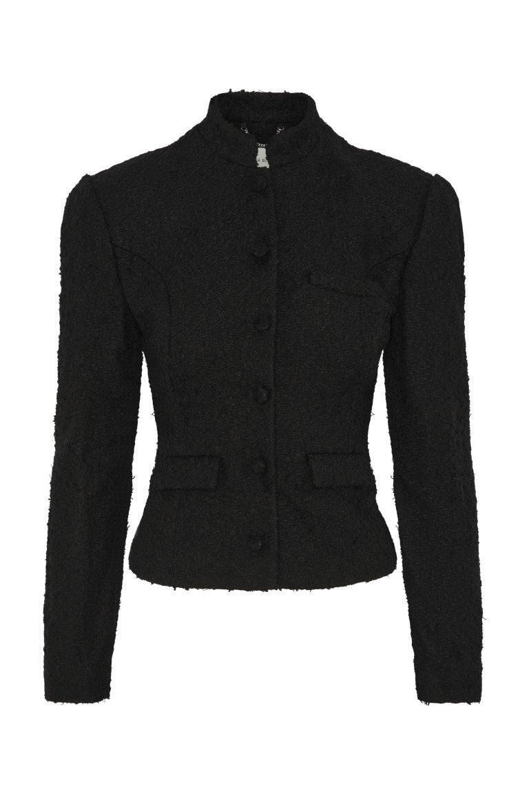 Bouclé Blazer with Stand Collar
