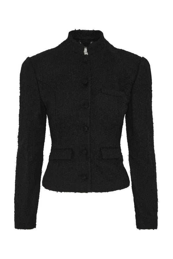 Bouclé Blazer with Stand Collar