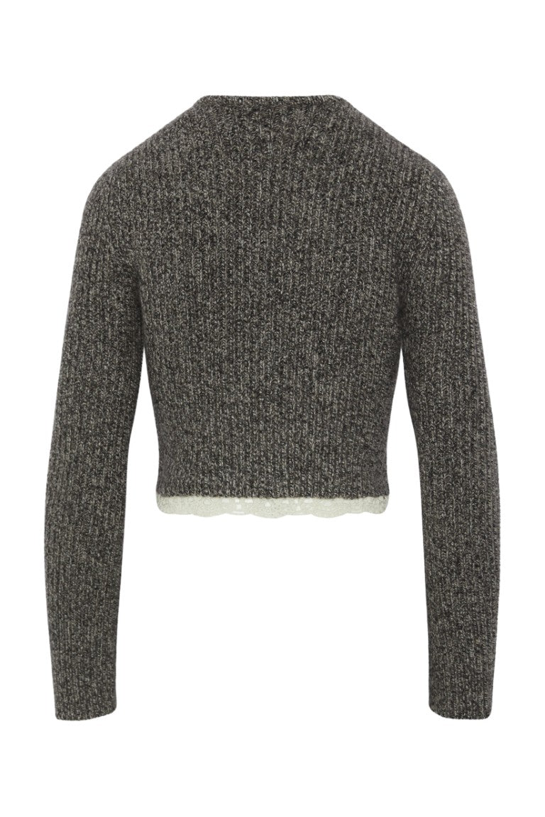 Longsleeve Crochet-trim Cropped Cardigan
