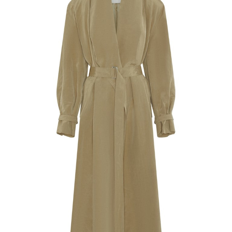Draped Collar Trench Coat