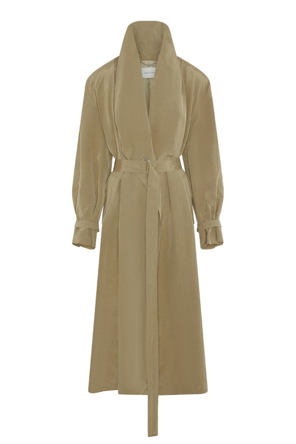 Draped Collar Trench Coat
