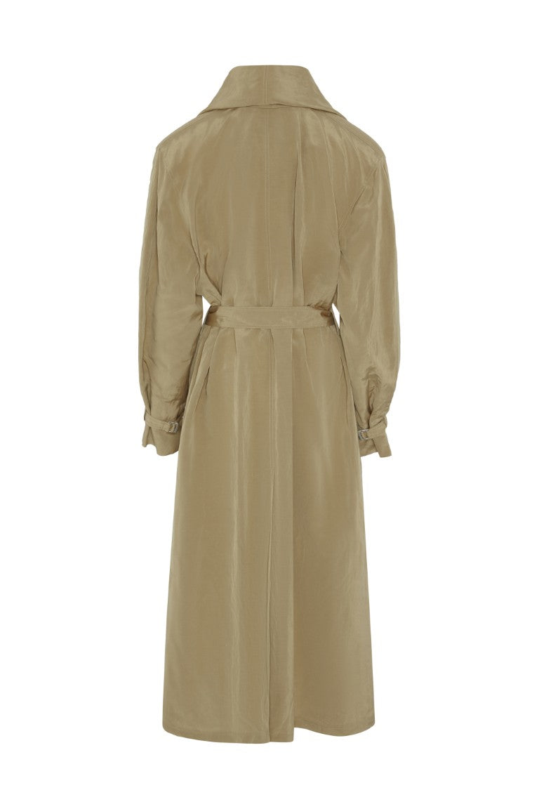 Draped Collar Trench Coat