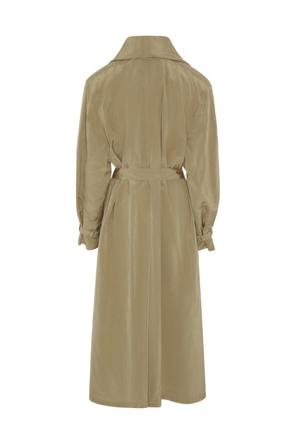 Draped Collar Trench Coat