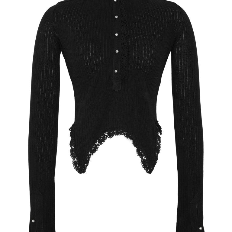 Nancine Fitted Long Sleeves Serafino Top With Lace Details