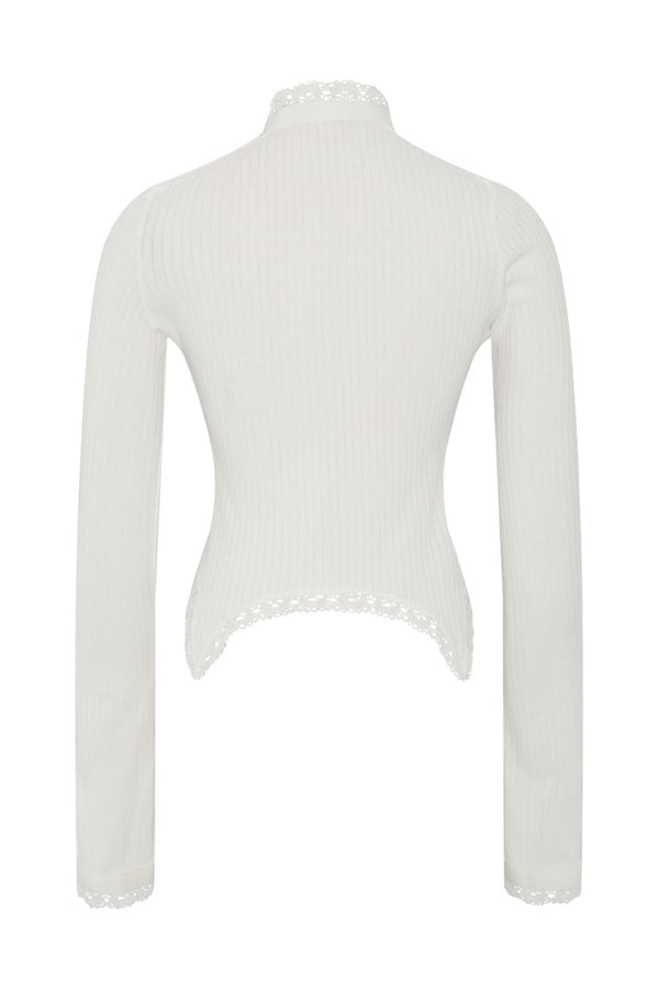 Nancine Fitted Long Sleeves Serafino Top w/ Lace Details