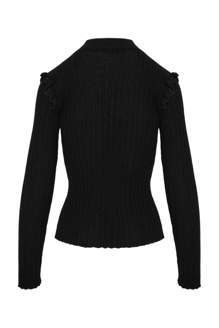 Mirna Fitted Sweater With Ruffled Plastron