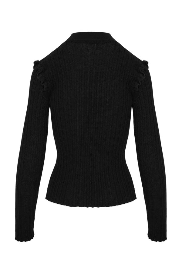 Mirna Fitted Sweater With Ruffled Plastron
