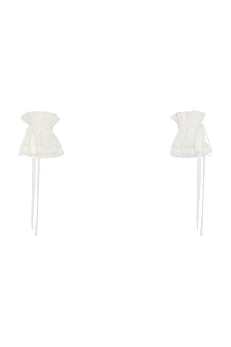 Suna Raw Edge Ruffled Cuffs w/ Elongated Ribbons