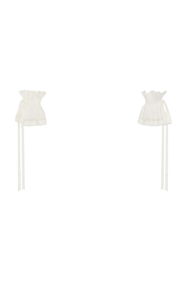 Suna Raw Edge Ruffled Cuffs w/ Elongated Ribbons
