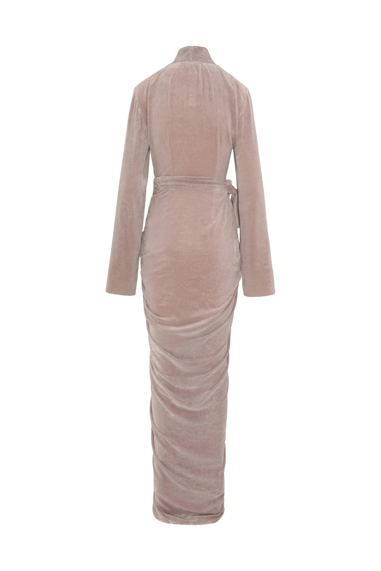 Abito Long Wrap Gown Dress