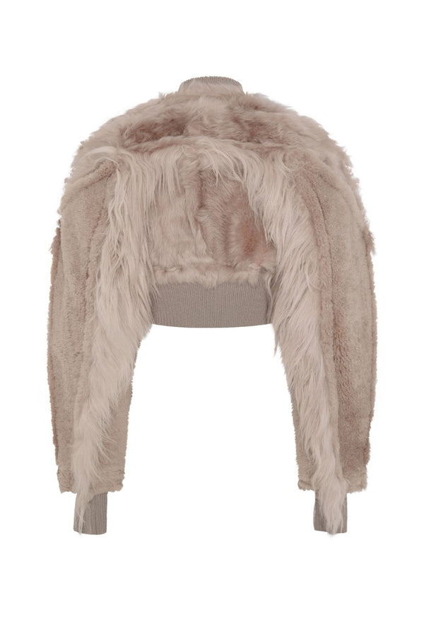 Bomber In Montone E Pelliccia - Collage Bomber Cropped Jacket
