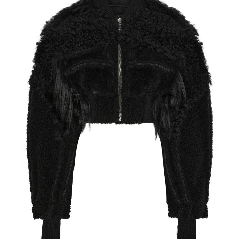 Bomber In Montone E Pelliccia - Collage Bomber Cropped Jacket