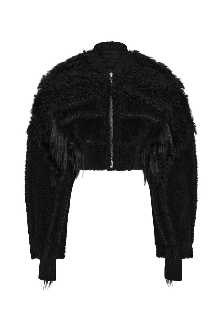 Bomber In Montone E Pelliccia - Collage Bomber Cropped Jacket