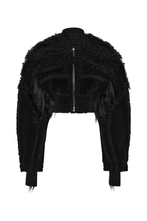 Bomber In Montone E Pelliccia - Collage Bomber Cropped Jacket