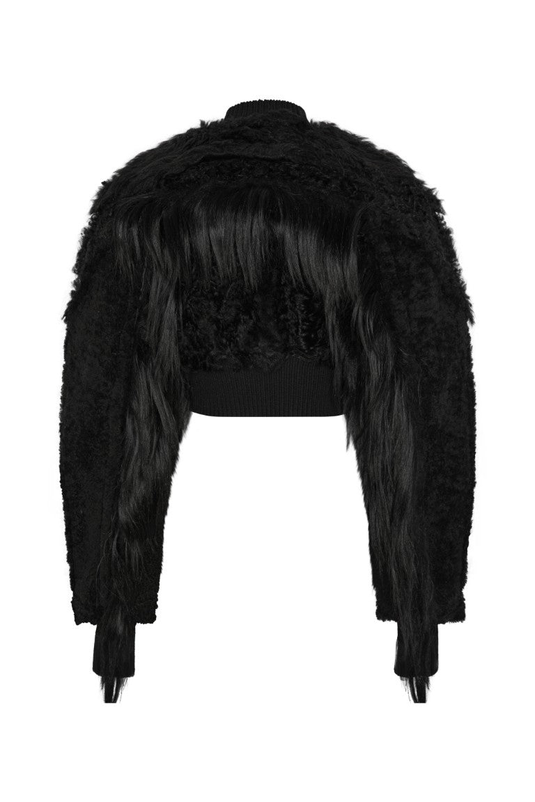 Bomber In Montone E Pelliccia - Collage Bomber Cropped Jacket