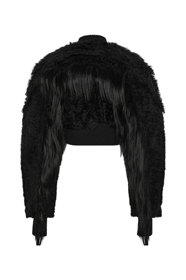 Bomber In Montone E Pelliccia - Collage Bomber Cropped Jacket