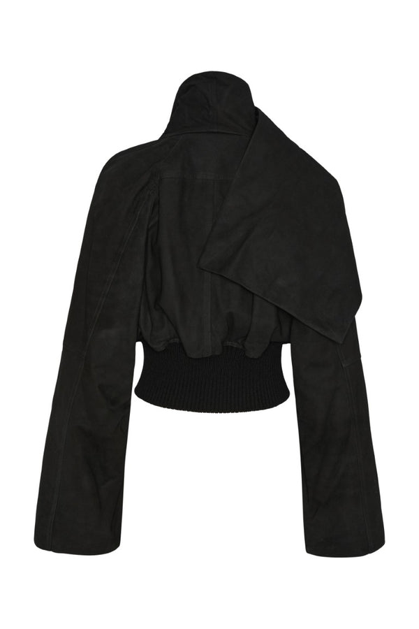 Bomber In Pelle Imbottito - Scarf Flight Jacket