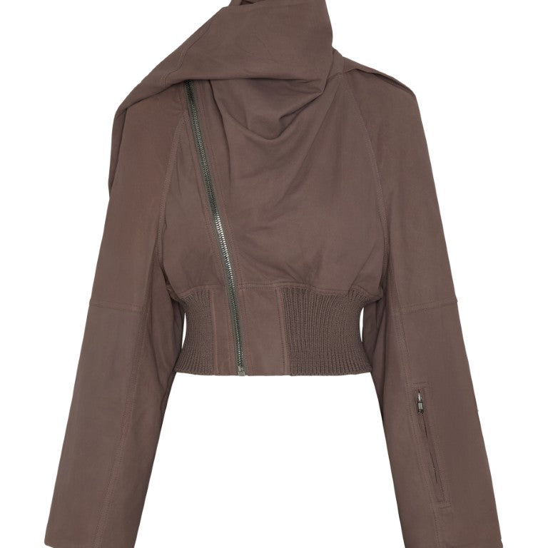 Bomber In Pelle Imbottito - Scarf Flight Jacket