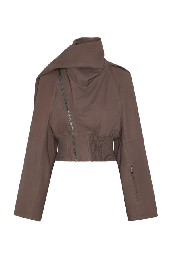 Bomber In Pelle Imbottito - Scarf Flight Jacket