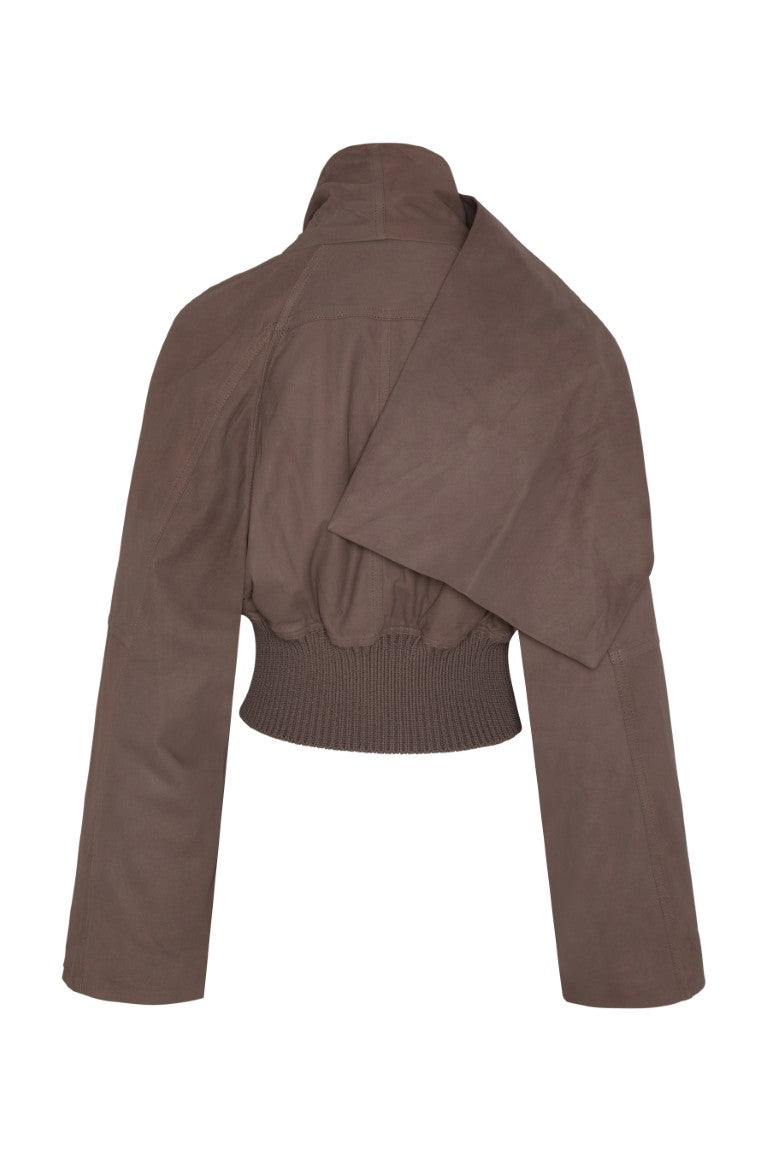 Bomber In Pelle Imbottito - Scarf Flight Jacket