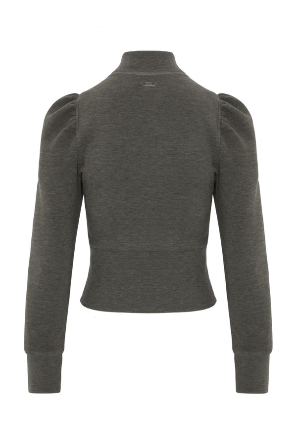 Stretch Scuba Track Jacket w/ Puff Sleeves