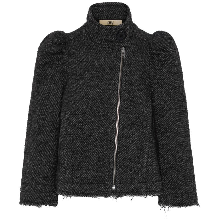 Cropped Wool Jacket w/ Puff Sleeve