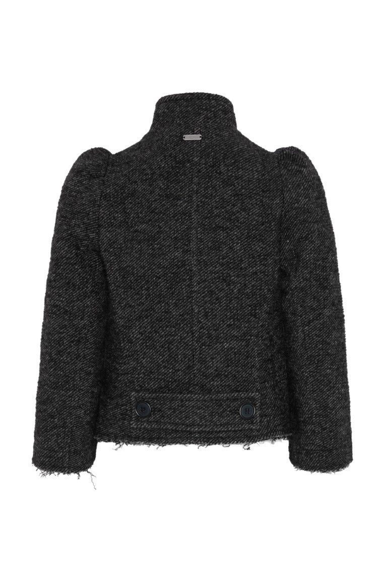 Cropped Wool Jacket w/ Puff Sleeve