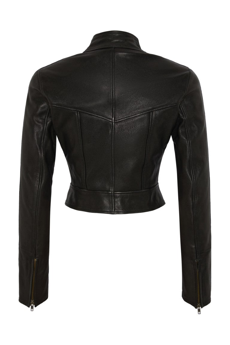 Leather Jacket w/ Corset Style Hem