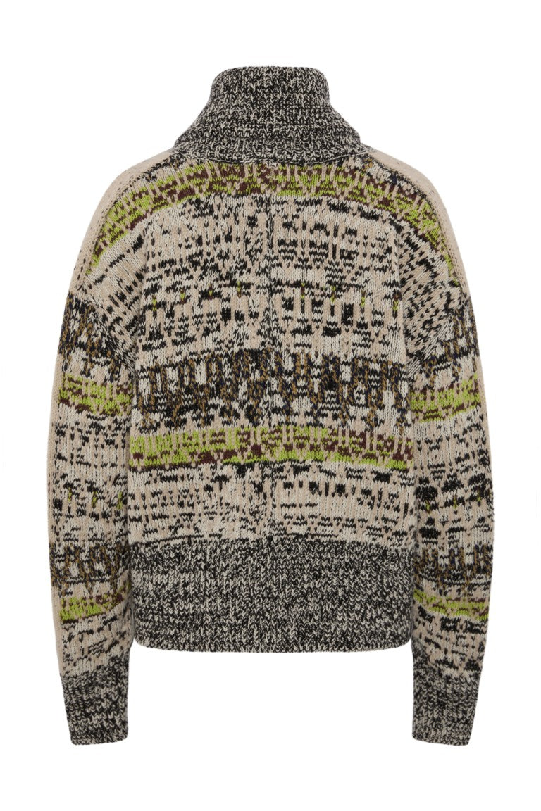 Jacquard Wool Cardigan