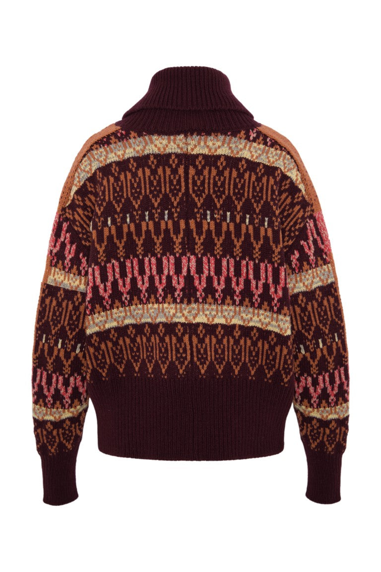 Jacquard Wool Cardigan