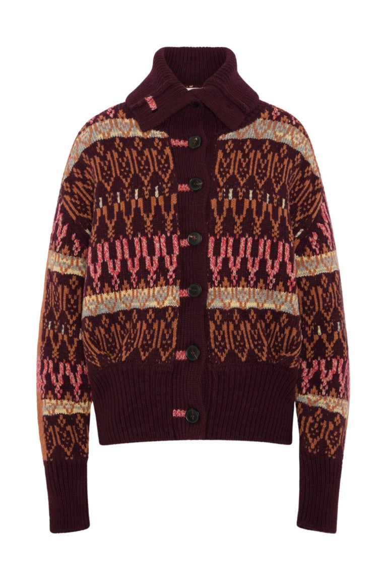 Jacquard Wool Cardigan