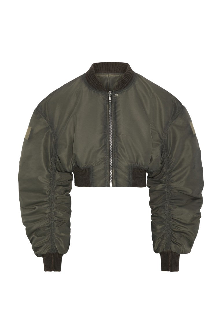 Imbottito - Secchia Cropped Satin Bomber Jacket