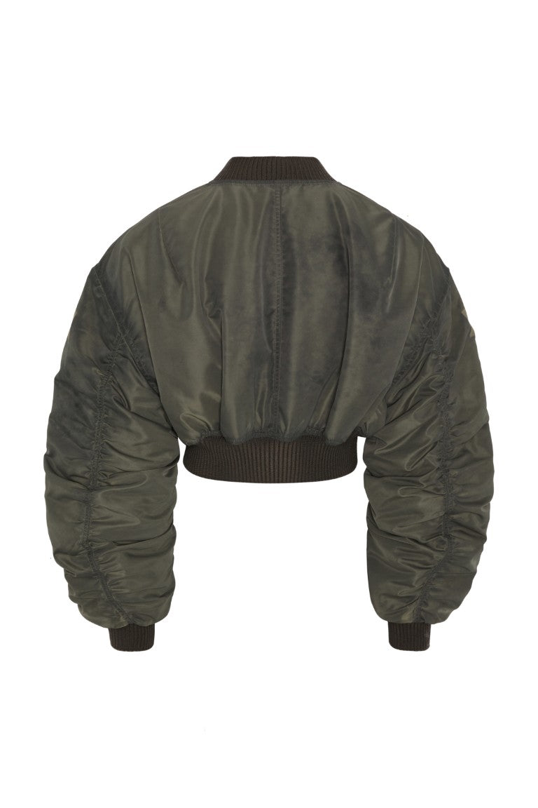 Imbottito - Secchia Cropped Satin Bomber Jacket