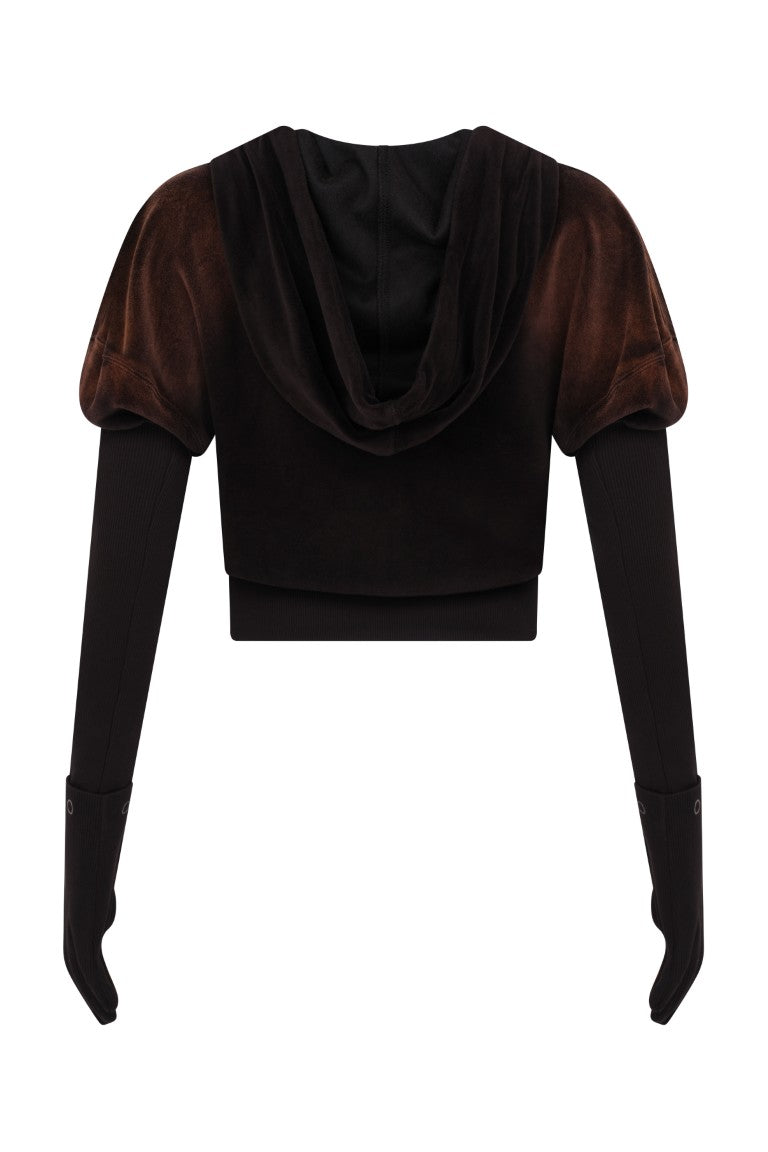 Velour Hoodie with Bleach Spray