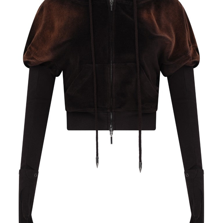 Velour Hoodie with Bleach Spray