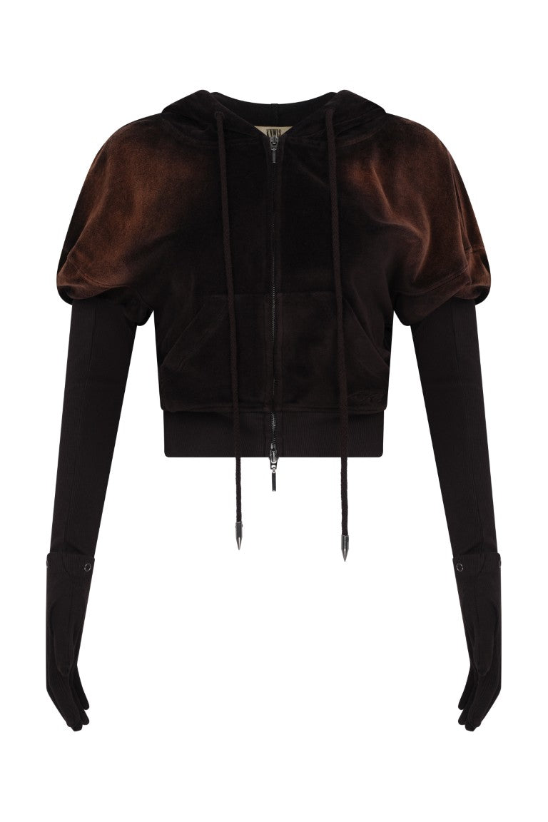 Velour Hoodie with Bleach Spray