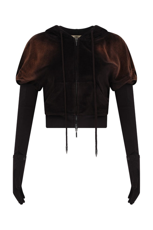 Velour Hoodie with Bleach Spray