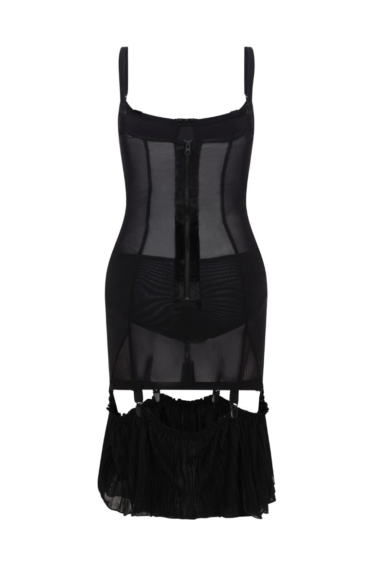 Mesh Dress with Velvet Tape Details