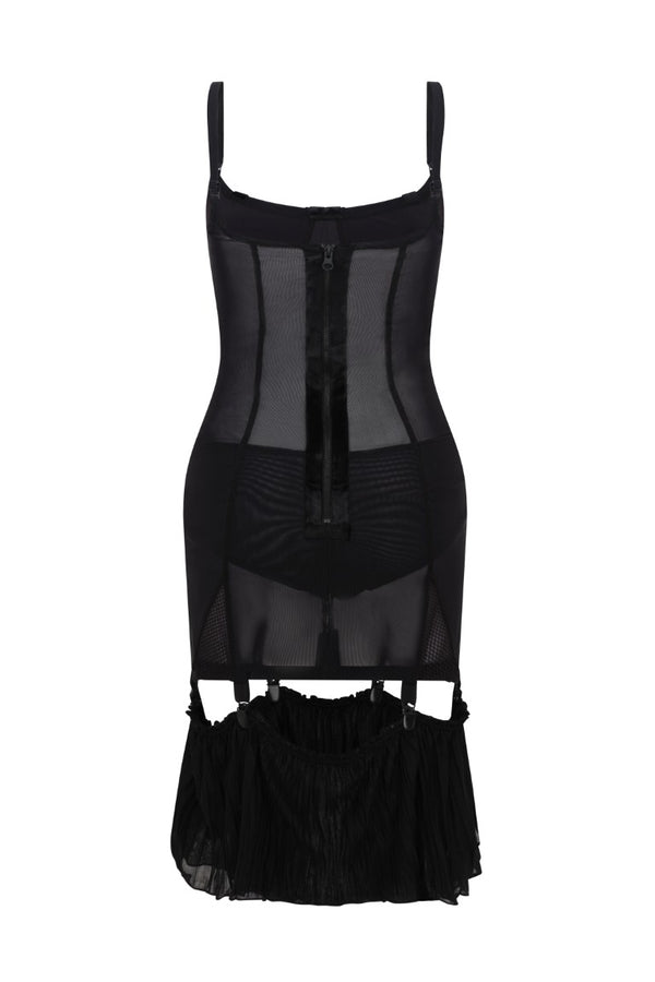 Mesh Dress with Velvet Tape Details
