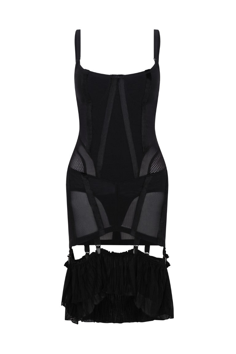Mesh Dress with Velvet Tape Details
