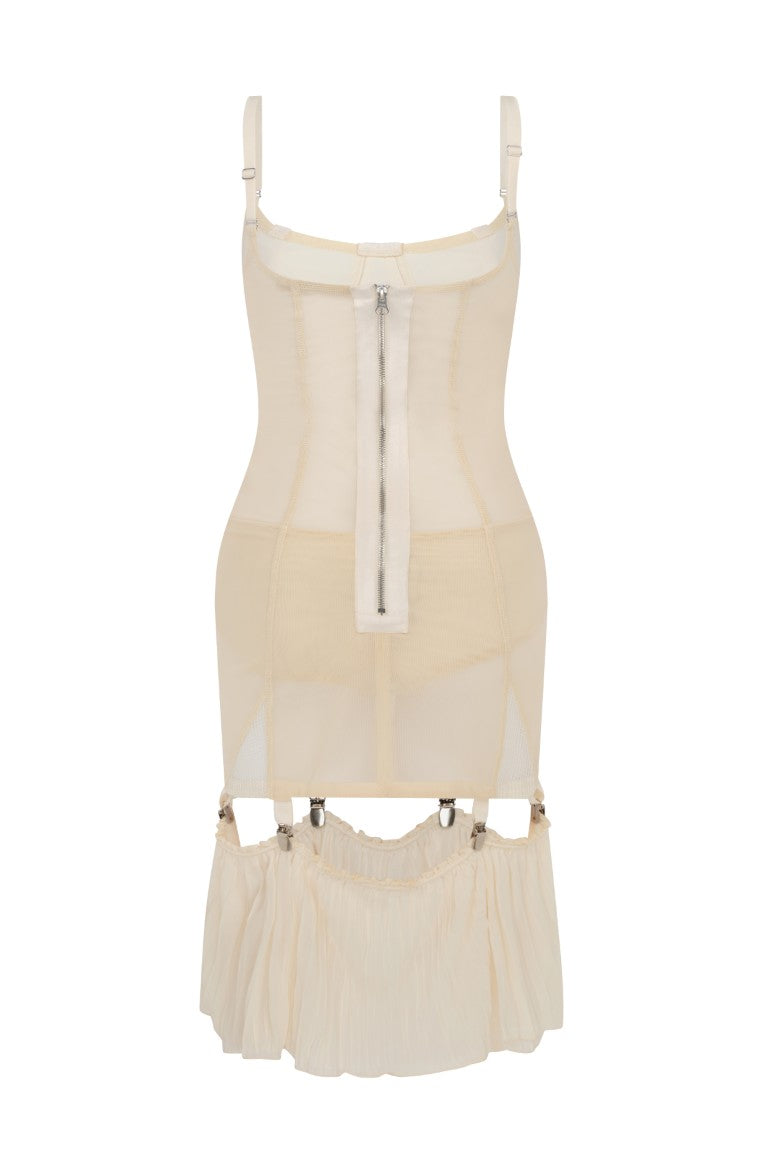 Mesh Dress with Velvet Tape Details
