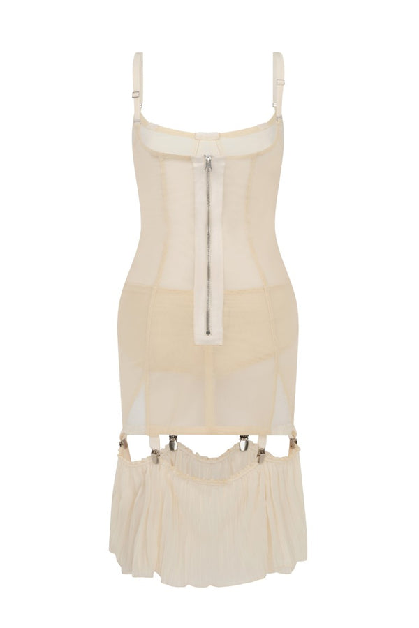 Mesh Dress with Velvet Tape Details